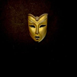 Elegant Gold Mask Pin
